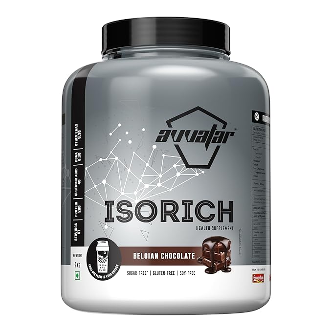 AVVATAR  ISORICH WHEY PROTEIN | 2Kg | Belgian Chocolate Flavour | 28g Protein | 57 Servings | Isolate